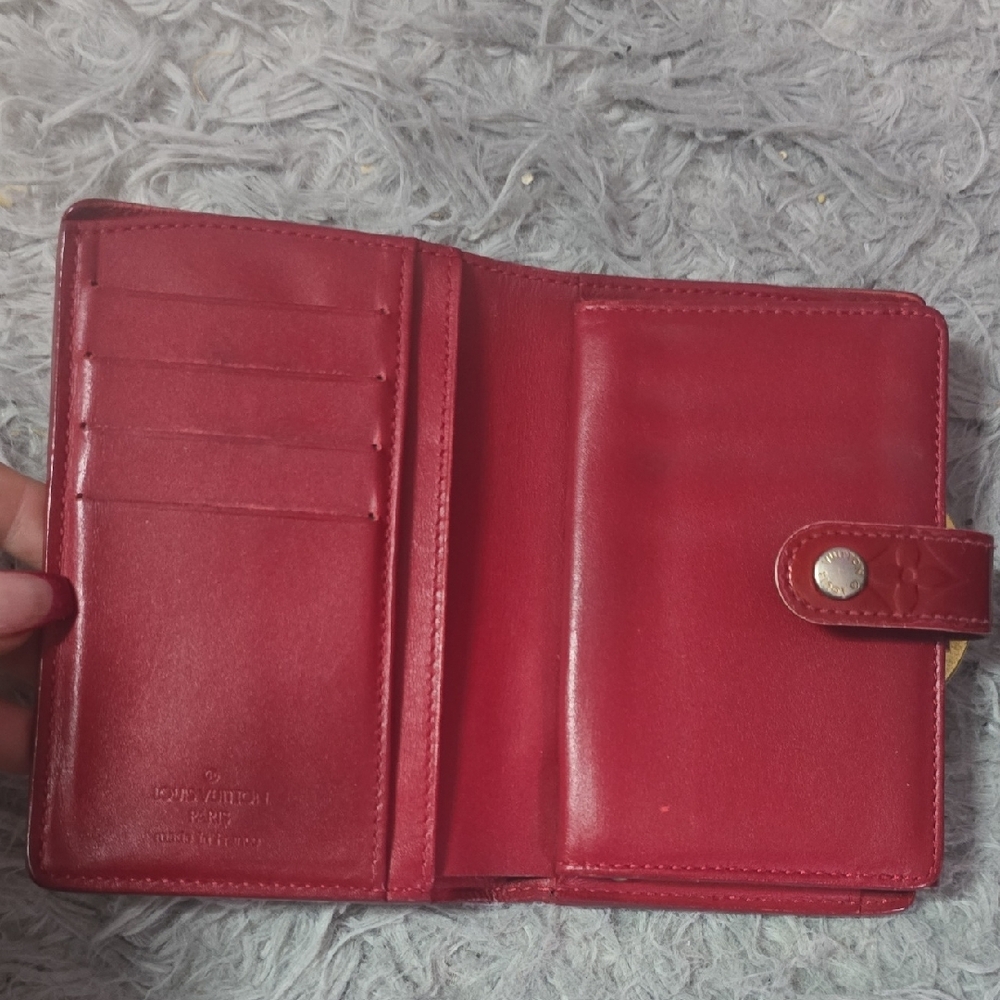 Louis Vuitton Monogram Vernis with Kiss lock Red Patent Small Wallet USED - Picture 6 of 13